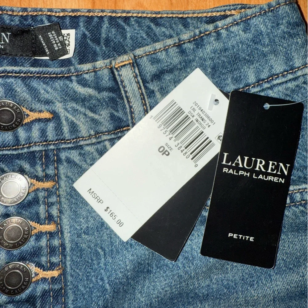 Ralph Lauren Women Size 0 Petite High Rise Flare Denim Jeans Expossed Button New - Picture 11 of 16